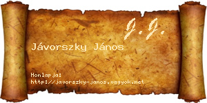 Jávorszky János névjegykártya