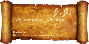Jávorszky János névjegykártya